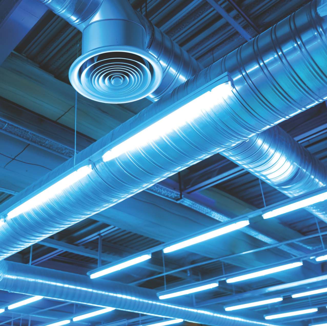 Industrial HVAC ductwork and ventilation system installation